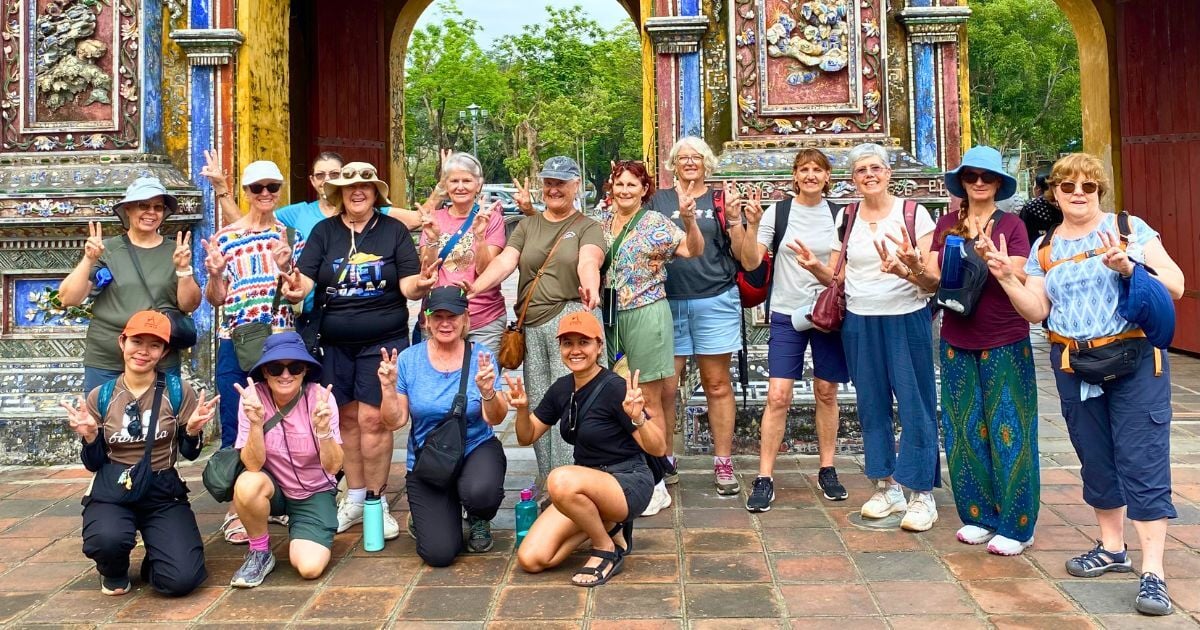 Happy tour group in Hue Vietnam