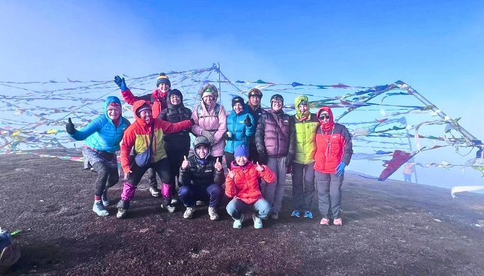 Group summit photo on Pikey Peak Nepal