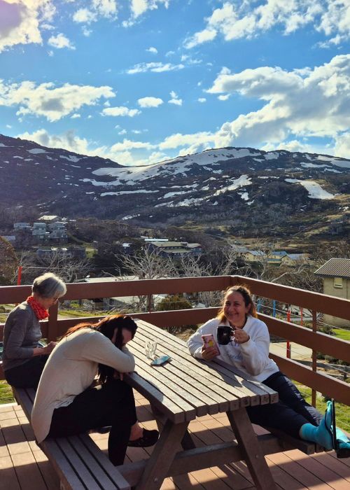 Relaxing at mountain lodge