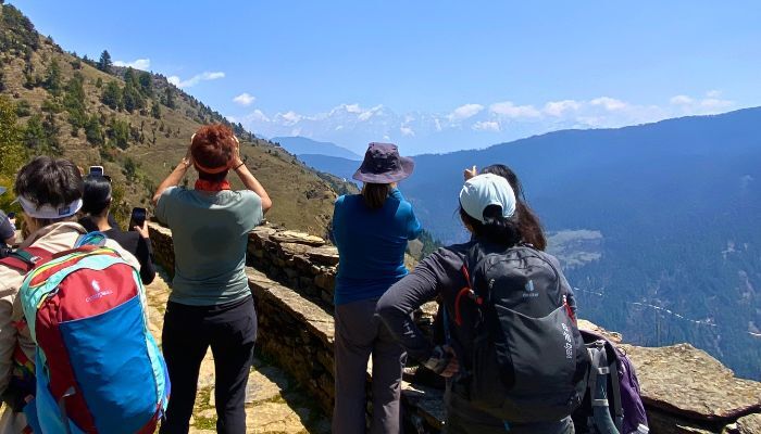 Taking in the views of the Himalayas